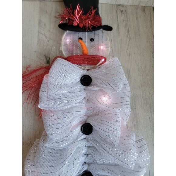 Unique snowman bow light up hanging Top Hat Xmas - Picture 6 of 9